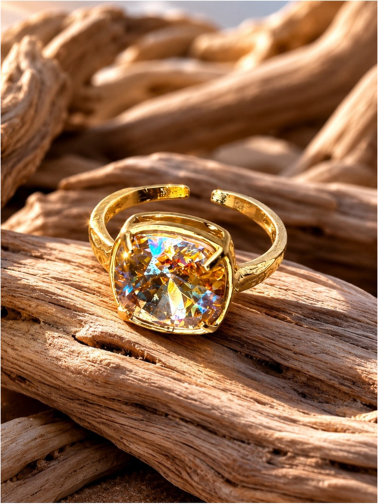 Jewelry - Handcrafted sparkly ring made with Swarovski crystal adjustable fit